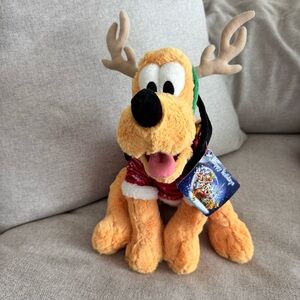NWT Disney Parks plush Snowflake Holiday Pluto dog stuffed animal Christmas